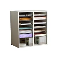 Safco Products 9422GR Wood Adjustable Literature & Paper Organizer, 16 Adjustable Compratment, Stackable Durable Construction, Home, Office, Mailroom, Classroom Mailbox ; Gray