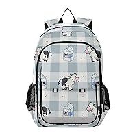 ALAZA Cute Cow Print Animal Blue Buffalo Plaid Laptop Backpack Purse for Women Men Travel Bag Casual Daypack with Compartment & Multiple Pockets