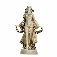 Flora Goddess Golden Maiden of Blossoms Flowers Cast Alabaster Statue Sculpture