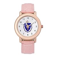 Massachusetts State Flag Fashion Leather Strap Women's Watches Easy Read Quartz Wrist Watch Gift for Ladies
