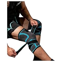 Knee Brace with Adjustable Strap, Professional Knee Compression Sleeve for Men & Women, No-Slip Knee Pad for Joint Protection, Sports, Running, Basketball, Arthritis Relief ( Blue Large)