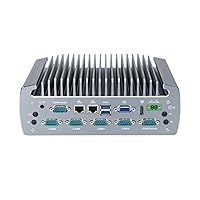 HUNSN Fanless Industrial Computer, Mini PC, I5 6200U, IX06, 4PIN Phoenix, 10PIN GPIO Phoenix, HDMI, VGA, 2 x LAN, 6 x COM, 2 x SIM Slot, 9 to 36V, Barebone, NO RAM, NO Storage, NO System