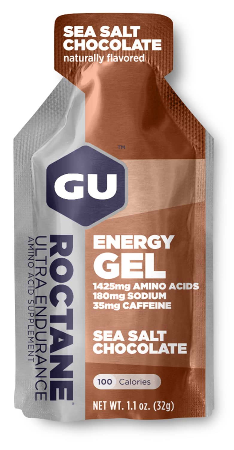 GU Energy Roctane Ultra Endurance Energy Gel, Quick On-The-Go Sports Nutrition for Running and Cycling, Sea Salt Chocolate (24 Packets)