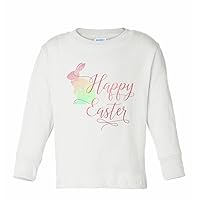 NanyCrafts' Happy Easter Watercolor Bunny Long Sleeve Girl's Shirt