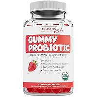 USDA Organic Probiotics for Kids (Non-GMO) Strawberry Flavor Kids Probiotic Gummies for Digestion & Immune Support - 2.5 Billion CFU of DE111 Spore Forming Strain for Maximum Survivability - 30 Gummys