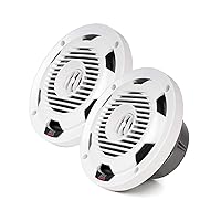 MTX WET77-W Wet Series 75 Watt RMS 4 Ohm Coaxial Outdoor Marine Boat ATV UTV Speaker Pair with Weather Resistant Polypropylene Cones, Silicone Insulated Tinsel Leads, and ASA Plastic Grille, White