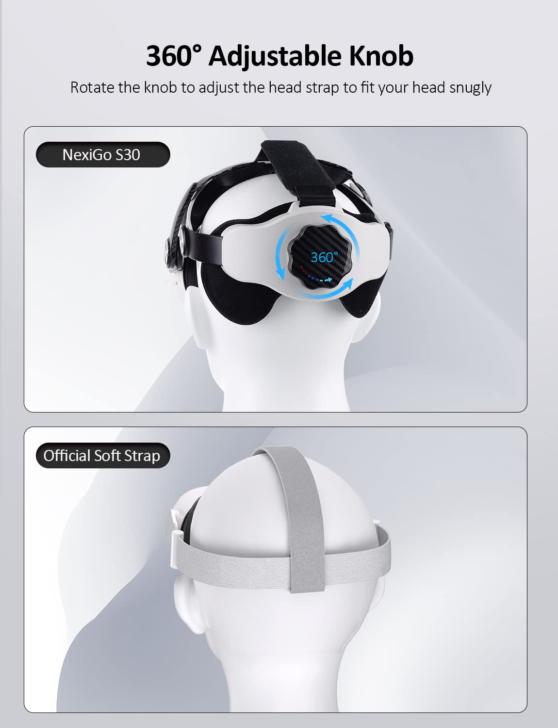 NexiGo Head Strap for Oculus Quest 2, Replacement for Elite Strap, Adjustable Head Strap, Increased Support and Balance, Reduced Head Pressure for More Comfortable and Immersive VR Experience