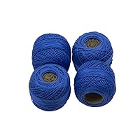 Bright Blue Cotton Crochet Threads Stitch Embroidery Thread Friendship Bracelet Thread Floss Bracelet Yarn Package of 2 Spools Thickness 1mm KBG-0401-8