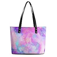 Womens Handbag Purple Nebula Leather Tote Bag Top Handle Satchel Bags For Lady