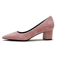 Women Slip on Block Chunky Pumps Fashion Party Office Suede Pump Shoes