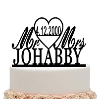 Wedding Cake Topper Personalized Mr Mrs Heart Customized Date And Last Name