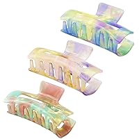 3PCS Large Hair Claw Clips - Acrylic Big Hair Clips for Thick Hair Strong Hold Hair Jaw Clips Non-slip Banana Hair Barrettes Clips for Women Girls
