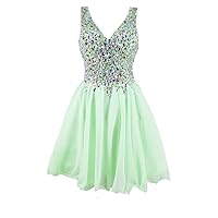Short Crystal Prom Dress A line Chiffon Homecoming Pageant Party Ball Gown