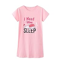 CYCHELRY Teen Girls Nightgowns-Loose Short Sleeve Sleepwear Cute Bear Nightdress Tween Pajamas Size 8-16