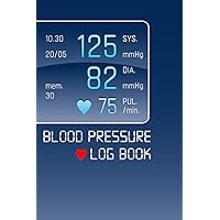 Blood Pressure Log Book: Daily Blood Pressure Tracker Notebook | Monitor 4 Times a Day at Home for Hypertension or Hypotension