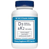 Vitamin D3 & K2 - Immune Support & Bone Health - 5,000 IU (60 Capsules)