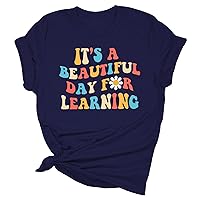 Plus Size Tops for Women Work Women's Teacher's Life Shirts Teacher Gifts Short Sleeve T Shirts Its A Beautifu