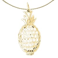 Jewels Obsession Silver Pineapple Necklace | 14K Yellow Gold-plated 925 Silver Pineapple Pendant with 18