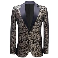 Leopard Suit Jacket for Men, Lapel One Button Dress for Weddings, Parties, and Stage Performances