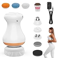 Electric Cellulite Remover Body Sculpting Machine V7.4 with 5 Massage Heads and 3 Skin Friendly Washable Pads, Hand-held Beauty Sculpt Massager for Legs—Sun Bleached White