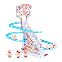 Electric Duck Track Slide Piggy Climbing Stairs Baby Toy LED Lights Musical Slide Roller Toys Duck Roller Toy for Kids Age 5 Toddlers