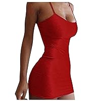 Slip Dress for Women,2024 Summer Casual Fashion Beach Vacation Date Night Spaghetti Strap Dress Curvy Cami Sun Dresses