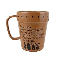 Our Name is Mud Mom Always Cared Planter Pot Sculpted Coffee Mug, 14 Ounce, Brown