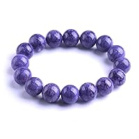 Genuine Natural Purple Charoite Gemstone Round Beads Women Men Russia Bracelet 7-13mm AAAAA
