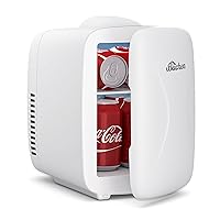 Mini Fridge [Upgrade], Small Fridge Rapid Cooling 4 Liter/6 Cans Skincare Fridge, Cooler and Warmer Refrigerators for Bedroom, Cosmetics, Office and Car (White)