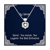 Inspirational Sister Gifts, Sister. The Woman. The, Love Birthday Heart Knot Silver Necklace For Sisters, Jewelry From Sister