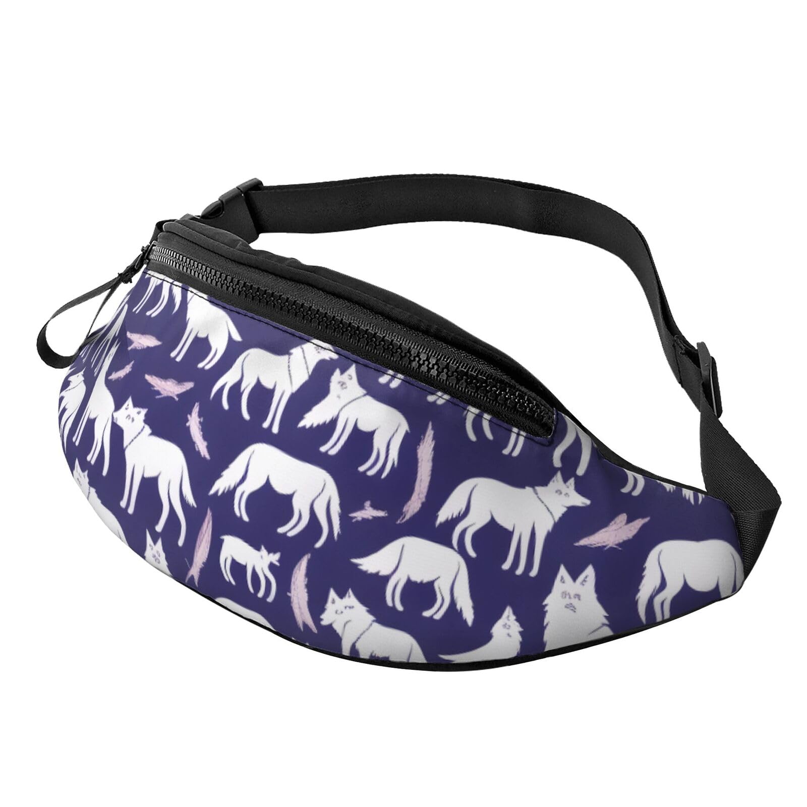 Wolf Pattern Fanny Pack For Women And Men Fashion Waist Bag With Adjustable Strap For Hiking Running Cycling