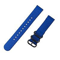 Clockwork Synergy - 2 Piece Heavy NATO Watch Band Straps - Blue - PVD Black Hardware - 26mm for Men Women