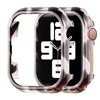 2 Pack Resin Case Compatible with Apple Watch 40mm 41mm 44mm 45mm Bumper Case All-Around Edge Protective Cover for iWatch Series 8/7/6/5/4/SE（Black Agate 44mm