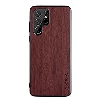 Creative Wood Grain Wear Resistant Phone Case Back Cover for Samsung Galaxy S22 S21 S20 S10 Ultra Plus FE, Soft TPU Border Shockproof Shell(Brown,S20 Plus)
