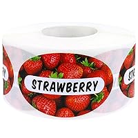 Strawberry Grocery Store Food Labels 1.25 x 2 Inch Oval Shape 500 Total Adhesive Stickers