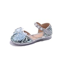 Girls Sandals with Pearls Flowers Leather Shoes Sandals for Little Girls Summer Holiday Beach Shoes Size 94 Bling Bowknot Wedding Birthday Dress Infant Toddler Slippers