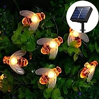 Solar String Lights 20LED 4.8M Outdoor Waterproof Honey Bees Decor for Garden Xmas Decorations Warm White