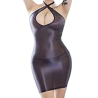 ACSUSS Women Strap Backless Sexy Tight Pencil Dress Ice Silk Smooth Bandage Mini Bodycon Dress
