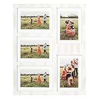 Great Lakes Memories GLM 4x6 or 5x7 Collage Picture Frames for Wall, Holds 5 Photos with Glass & Mat, 5x7 Picture Frame Collage, Picture Frames Collage Wall Decor (White)