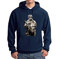 Battlefield Soldier Mens Hoodie Sweatshirt XL Navy