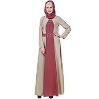 Islamic Grey & Pink Abaya Casual & Formal Wear Burqa Maxi Dress AY-612