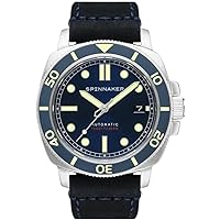 Spinnaker Men's 42 mm Hull Diver Automatic 3-Hand Watch with Genuine Leather or Stainless Steel Strap SP-5088