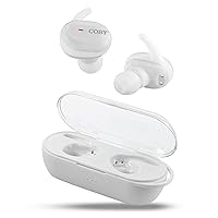 Coby TruFit Lightweight True Wireless Earbuds with Charging Case - Bluetooth 5.3 Music Controls, Call Functions, 16 Hour Battery Life for iPhone 13/12 / 11 / SE/X / 8/7 and Android (White)