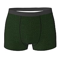 Hunter Green Floral Petals Pattern Print Men's Boxer Briefs Underwear Trunks Stretch Athletic Underwear