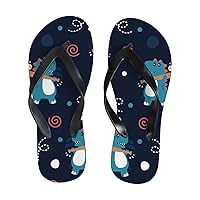 Vantaso Slim Flip Flops for Women Cartoon Dinosaur Baseball Yoga Mat Thong Sandals Casual Slippers