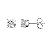 IGI Certified 10k Gold 0.10ct to 2ct Round Diamond Stud Earring for Women by DZON (H-I, I1-I2)
