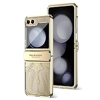 Phone Case Compatible with Samsung Galaxy Z Flip 5 Case with Hinge+Camera Lens Protector,Slim Thin Shockproof PC Fashion Protective Case for Galaxy Z Flip 5 Rugged Electroplating Cover (Color : Gold