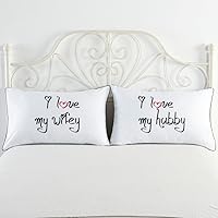 Microfiber Couples I Love My Wify/Hubby Pillowcases Set of 2, Gifts for Wife, Husband, Girlfriend, Boyfriend, Valentines Day, Wedding, 20