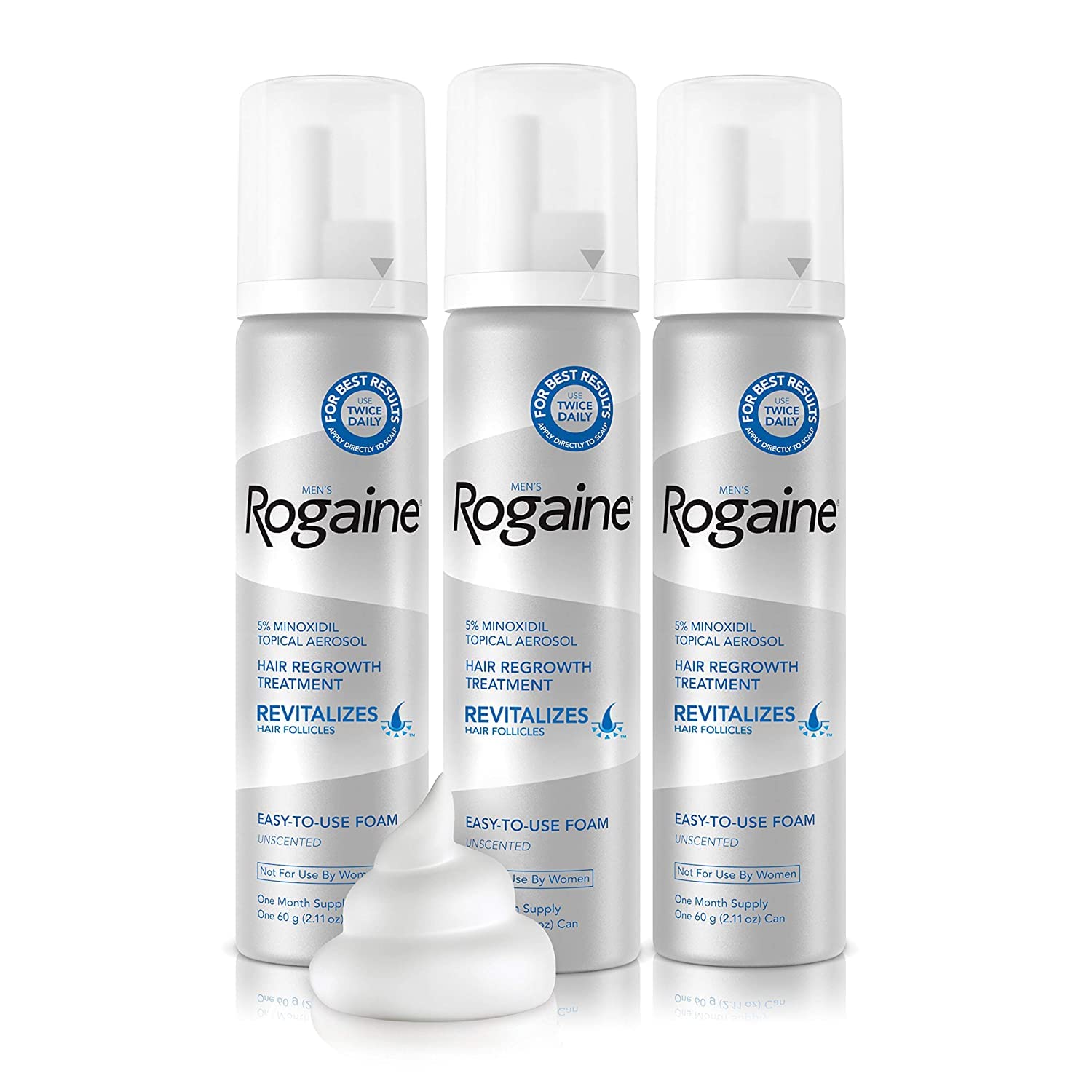 Rogaine for Men Hair Regrowth Treatment, Easy-to-Use Foam, 6 Month Supply (6 Packs- 2.11 oz Cans)