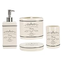 Home Basics Paris Collection 4 Piece Bathroom Accessories Set Featuring a Soap Dispenser, Toothbrush Holder, Tumbler, and Soap Dish